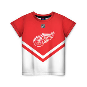 Детская футболка 3D с принтом Detroit Red Wings в Новосибирске, 100% гипоаллергенный полиэфир | прямой крой, круглый вырез горловины, длина до линии бедер, чуть спущенное плечо, ткань немного тянется | america | canada | hockey | nhl | usa | америка | детройт | канада | лед | нхл | ред | сша | уингз | хоккей