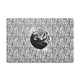 Пазл магнитный 126 элементов с принтом Yin Yang Tigers в Новосибирске, полимерный материал с магнитным слоем | 126 деталей, размер изделия —  180*270 мм | Тематика изображения на принте: tiger | yin yang | инь ян | китай | сила | тигр | ярость