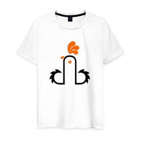 Мужская футболка хлопок с принтом Петух в Новосибирске, 100% хлопок | прямой крой, круглый вырез горловины, длина до линии бедер, слегка спущенное плечо. | Тематика изображения на принте: китай | петух | россия
