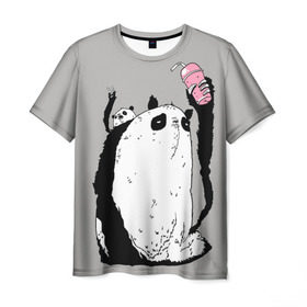 Мужская футболка 3D с принтом panda в Новосибирске, 100% полиэфир | прямой крой, круглый вырез горловины, длина до линии бедер | Тематика изображения на принте: dd | drop dead | dropdead | panda