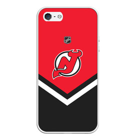 Чехол для iPhone 5/5S матовый с принтом New Jersey Devils в Новосибирске, Силикон | Область печати: задняя сторона чехла, без боковых панелей | Тематика изображения на принте: america | canada | hockey | nhl | usa | америка | девилз | джерси | канада | лед | нхл | нью | сша | хоккей