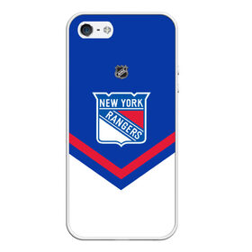 Чехол для iPhone 5/5S матовый с принтом New York Rangers в Новосибирске, Силикон | Область печати: задняя сторона чехла, без боковых панелей | america | canada | hockey | nhl | usa | америка | канада | лед | нхл | нью йорк | рейнджерс | сша | хоккей