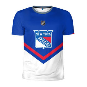 Мужская футболка 3D спортивная с принтом New York Rangers в Новосибирске, 100% полиэстер с улучшенными характеристиками | приталенный силуэт, круглая горловина, широкие плечи, сужается к линии бедра | america | canada | hockey | nhl | usa | америка | канада | лед | нхл | нью йорк | рейнджерс | сша | хоккей