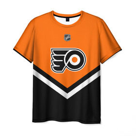 Мужская футболка 3D с принтом Philadelphia Flyers в Новосибирске, 100% полиэфир | прямой крой, круглый вырез горловины, длина до линии бедер | Тематика изображения на принте: america | canada | hockey | nhl | usa | америка | канада | лед | нхл | сша | филадельфия | флайерз | хоккей