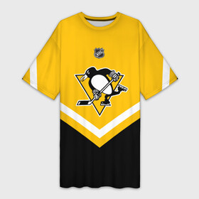 Платье-футболка 3D с принтом Pittsburgh Penguins в Новосибирске,  |  | america | canada | hockey | nhl | usa | америка | канада | лед | нхл | пингвинз | питтсбург | сша | хоккей