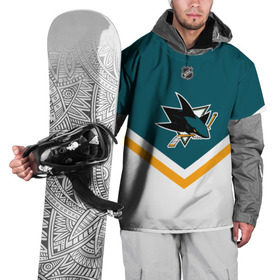 Накидка на куртку 3D с принтом San Jose Sharks в Новосибирске, 100% полиэстер |  | Тематика изображения на принте: america | canada | hockey | nhl | usa | акула | америка | канада | лед | нхл | сан хосе | сша | хоккей | шаркс