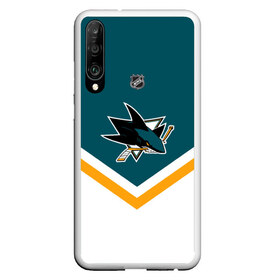 Чехол для Honor P30 с принтом San Jose Sharks в Новосибирске, Силикон | Область печати: задняя сторона чехла, без боковых панелей | america | canada | hockey | nhl | usa | акула | америка | канада | лед | нхл | сан хосе | сша | хоккей | шаркс