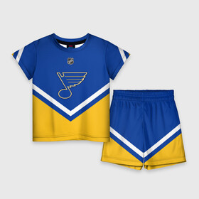 Детский костюм с шортами 3D с принтом St. Louis Blues в Новосибирске,  |  | america | canada | hockey | nhl | usa | америка | блюз | канада | лед | нхл | сент луис | сша | хоккей