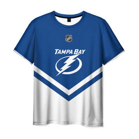Мужская футболка 3D с принтом Tampa Bay Lightning в Новосибирске, 100% полиэфир | прямой крой, круглый вырез горловины, длина до линии бедер | Тематика изображения на принте: america | canada | hockey | nhl | usa | америка | бэй | канада | лайтнинг | лед | нхл | сша | тампа | хоккей