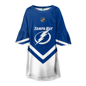 Детское платье 3D с принтом Tampa Bay Lightning в Новосибирске, 100% полиэстер | прямой силуэт, чуть расширенный к низу. Круглая горловина, на рукавах — воланы | america | canada | hockey | nhl | usa | америка | бэй | канада | лайтнинг | лед | нхл | сша | тампа | хоккей