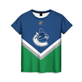 Женская футболка 3D с принтом Vancouver Canucks в Новосибирске, 100% полиэфир ( синтетическое хлопкоподобное полотно) | прямой крой, круглый вырез горловины, длина до линии бедер | america | canada | hockey | nhl | usa | америка | ванкувер | канада | кэнакс | лед | нхл | сша | хоккей
