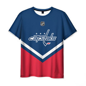 Мужская футболка 3D с принтом Washington Capitals в Новосибирске, 100% полиэфир | прямой крой, круглый вырез горловины, длина до линии бедер | america | canada | hockey | nhl | usa | америка | вашингтон | канада | кэпиталз | лед | нхл | овечкин | сша | хоккей