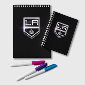 Блокнот с принтом Los Angeles Kings в Новосибирске, 100% бумага | 48 листов, плотность листов — 60 г/м2, плотность картонной обложки — 250 г/м2. Листы скреплены удобной пружинной спиралью. Цвет линий — светло-серый
 | Тематика изображения на принте: hockey | kings | los angeles | nhl | корона | нхл | хоккеист | хоккей