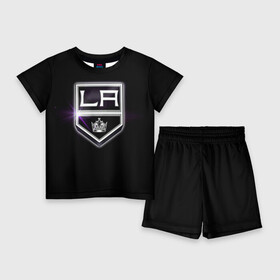 Детский костюм с шортами 3D с принтом Los Angeles Kings в Новосибирске,  |  | hockey | kings | los angeles | nhl | корона | нхл | хоккеист | хоккей