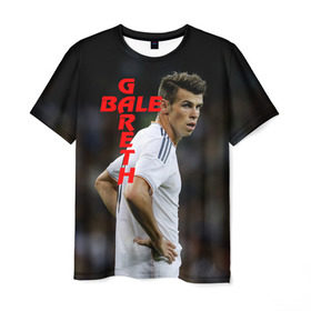 Мужская футболка 3D с принтом Гарет Бейл в Новосибирске, 100% полиэфир | прямой крой, круглый вырез горловины, длина до линии бедер | cпорт | football | gareth bale | real madrid | гарет бейл | реал мадрид | футбол | футболист