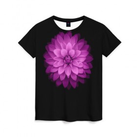 Женская футболка 3D с принтом Violet в Новосибирске, 100% полиэфир ( синтетическое хлопкоподобное полотно) | прямой крой, круглый вырез горловины, длина до линии бедер | лепестки | прикольные картинки | фиолетовый | цветочки | цветы