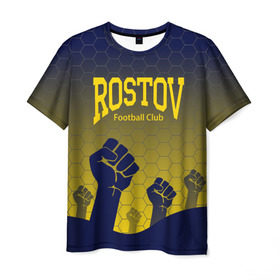 Мужская футболка 3D с принтом Rostov Football club в Новосибирске, 100% полиэфир | прямой крой, круглый вырез горловины, длина до линии бедер | дону | на | ростов | ростов на дону