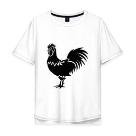 Мужская футболка хлопок Oversize с принтом Rooster в Новосибирске, 100% хлопок | свободный крой, круглый ворот, “спинка” длиннее передней части | 