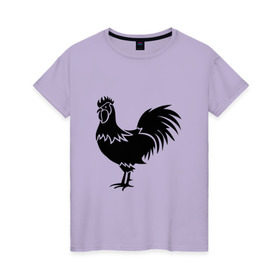 Женская футболка хлопок с принтом Rooster в Новосибирске, 100% хлопок | прямой крой, круглый вырез горловины, длина до линии бедер, слегка спущенное плечо | 