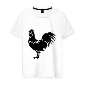 Мужская футболка хлопок с принтом Rooster в Новосибирске, 100% хлопок | прямой крой, круглый вырез горловины, длина до линии бедер, слегка спущенное плечо. | 