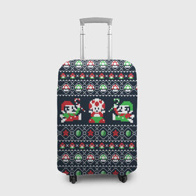 Чехол для чемодана 3D с принтом Mario Bros Christmas в Новосибирске, 86% полиэфир, 14% спандекс | двустороннее нанесение принта, прорези для ручек и колес | 