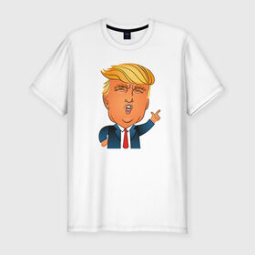 Мужская футболка премиум с принтом Трамп 2 в Новосибирске, 92% хлопок, 8% лайкра | приталенный силуэт, круглый вырез ворота, длина до линии бедра, короткий рукав | 