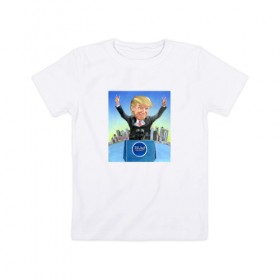 Детская футболка хлопок с принтом Трамп 3 в Новосибирске, 100% хлопок | круглый вырез горловины, полуприлегающий силуэт, длина до линии бедер | america | donald | trump | usa | америка | дональд | трамп