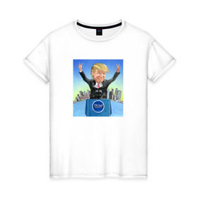 Женская футболка хлопок с принтом Трамп 3 в Новосибирске, 100% хлопок | прямой крой, круглый вырез горловины, длина до линии бедер, слегка спущенное плечо | america | donald | trump | usa | америка | дональд | трамп