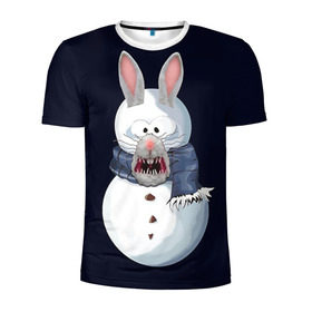 Мужская футболка 3D спортивная с принтом Снэпчат кролик в Новосибирске, 100% полиэстер с улучшенными характеристиками | приталенный силуэт, круглая горловина, широкие плечи, сужается к линии бедра | Тематика изображения на принте: snapchat | радуга | снеговик | снэпчат | уши | фильтр | язык