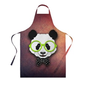 Фартук 3D с принтом Панда в очках в Новосибирске, 100% полиэстер | общий размер — 65 х 85 см, ширина нагрудника — 26 см, горловина — 53 см, длина завязок — 54 см, общий обхват в поясе — 173 см. Принт на завязках и на горловине наносится с двух сторон, на основной части фартука — только с внешней стороны | модные животные | панда | панда в очках | прикольные картинки