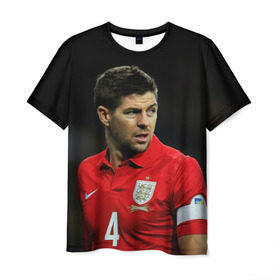 Мужская футболка 3D с принтом Steven Gerrard в Новосибирске, 100% полиэфир | прямой крой, круглый вырез горловины, длина до линии бедер | Тематика изображения на принте: england national team | premier league | steven gerrard | англия | ливерпуль | стивен джеррард | футбол