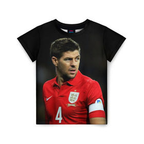 Детская футболка 3D с принтом Steven Gerrard в Новосибирске, 100% гипоаллергенный полиэфир | прямой крой, круглый вырез горловины, длина до линии бедер, чуть спущенное плечо, ткань немного тянется | england national team | premier league | steven gerrard | англия | ливерпуль | стивен джеррард | футбол