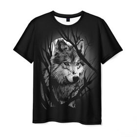 Мужская футболка 3D с принтом Серый волк в Новосибирске, 100% полиэфир | прямой крой, круглый вырез горловины, длина до линии бедер | animal | beast | grey | roar | wolf | волк | животное | зверь | рык | серый