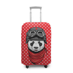 Чехол для чемодана 3D с принтом Панда пилот в Новосибирске, 86% полиэфир, 14% спандекс | двустороннее нанесение принта, прорези для ручек и колес | bear | panda | pilot | медведь