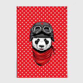 Постер с принтом Панда пилот в Новосибирске, 100% бумага
 | бумага, плотность 150 мг. Матовая, но за счет высокого коэффициента гладкости имеет небольшой блеск и дает на свету блики, но в отличии от глянцевой бумаги не покрыта лаком | bear | panda | pilot | медведь