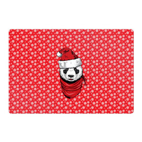 Магнитный плакат 3Х2 с принтом Панда Клаус в Новосибирске, Полимерный материал с магнитным слоем | 6 деталей размером 9*9 см | animal | bear | beast | claus | panda | santa | дед мороз | елка | зверь | клаус | медведь | новый год | панда | рождество | санта | снег