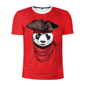 Мужская футболка 3D спортивная с принтом Панда пират в Новосибирске, 100% полиэстер с улучшенными характеристиками | приталенный силуэт, круглая горловина, широкие плечи, сужается к линии бедра | animal | bay | bear | beast | captain | panda | pirate | бухта | зверь | капитан | корабль | медведь | панда | пират