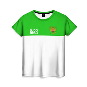 Женская футболка 3D с принтом Дзюдо в Новосибирске, 100% полиэфир ( синтетическое хлопкоподобное полотно) | прямой крой, круглый вырез горловины, длина до линии бедер | judo | дзюдо | единоборства | россия | спорт | федерация