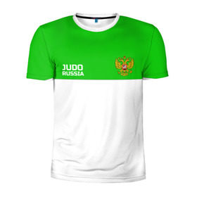 Мужская футболка 3D спортивная с принтом Дзюдо в Новосибирске, 100% полиэстер с улучшенными характеристиками | приталенный силуэт, круглая горловина, широкие плечи, сужается к линии бедра | Тематика изображения на принте: judo | дзюдо | единоборства | россия | спорт | федерация