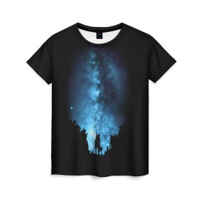 Женская футболка 3D с принтом Млечный путь в Новосибирске, 100% полиэфир ( синтетическое хлопкоподобное полотно) | прямой крой, круглый вырез горловины, длина до линии бедер | galaxy | milky way | night | space | star | вселенная | галактика | звезды | космос | млечный | ночь | путь