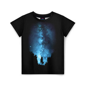 Детская футболка 3D с принтом Млечный путь в Новосибирске, 100% гипоаллергенный полиэфир | прямой крой, круглый вырез горловины, длина до линии бедер, чуть спущенное плечо, ткань немного тянется | galaxy | milky way | night | space | star | вселенная | галактика | звезды | космос | млечный | ночь | путь