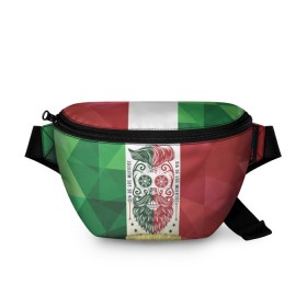 Поясная сумка 3D с принтом Мексика в Новосибирске, 100% полиэстер | плотная ткань, ремень с регулируемой длиной, внутри несколько карманов для мелочей, основное отделение и карман с обратной стороны сумки застегиваются на молнию | мексика | флаг | череп