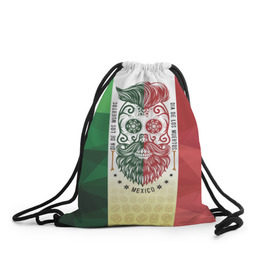 Рюкзак-мешок 3D с принтом Мексика в Новосибирске, 100% полиэстер | плотность ткани — 200 г/м2, размер — 35 х 45 см; лямки — толстые шнурки, застежка на шнуровке, без карманов и подкладки | мексика | флаг | череп