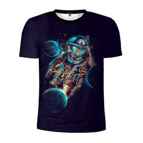 Мужская футболка 3D спортивная с принтом Космический удар в Новосибирске, 100% полиэстер с улучшенными характеристиками | приталенный силуэт, круглая горловина, широкие плечи, сужается к линии бедра | cosmonaut | galaxy | planet | space | star | астронавт | галактика | звезда | космонавт | космос | планета