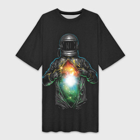 Платье-футболка 3D с принтом Космос внутри в Новосибирске,  |  | cosmonaut | galaxy | planet | space | star | автронавт | галактика | звезды | космонавт | космос