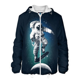 Мужская куртка 3D с принтом Космический скейтбординг в Новосибирске, ткань верха — 100% полиэстер, подклад — флис | прямой крой, подол и капюшон оформлены резинкой с фиксаторами, два кармана без застежек по бокам, один большой потайной карман на груди. Карман на груди застегивается на липучку | cosmonaut | galaxy | planet | skate | space | star | галактика | звезды | космонавт | космос | планета | скейт