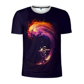 Мужская футболка 3D спортивная с принтом Космический серфинг в Новосибирске, 100% полиэстер с улучшенными характеристиками | приталенный силуэт, круглая горловина, широкие плечи, сужается к линии бедра | Тематика изображения на принте: cosmonaut | galaxy | planet | space | star | surf | галактика | звезды | космонавт | космос | планета | серф