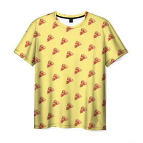 Мужская футболка 3D с принтом Рай пиццы в Новосибирске, 100% полиэфир | прямой крой, круглый вырез горловины, длина до линии бедер | food | pizza | грибы | еда | завтрак | колбаса | обед | пицца | помидор | ужин | фастфуд