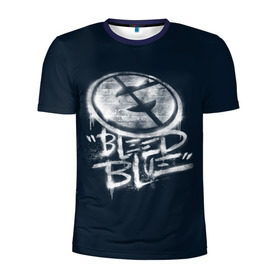 Мужская футболка 3D спортивная с принтом Bleed Blue в Новосибирске, 100% полиэстер с улучшенными характеристиками | приталенный силуэт, круглая горловина, широкие плечи, сужается к линии бедра | Тематика изображения на принте: dota | evil geniuses | international | team | ti5 | дота | злые гении | интернешнл