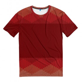 Мужская футболка 3D с принтом Простой свитер 3 в Новосибирске, 100% полиэфир | прямой крой, круглый вырез горловины, длина до линии бедер | красный | свитер | текстура